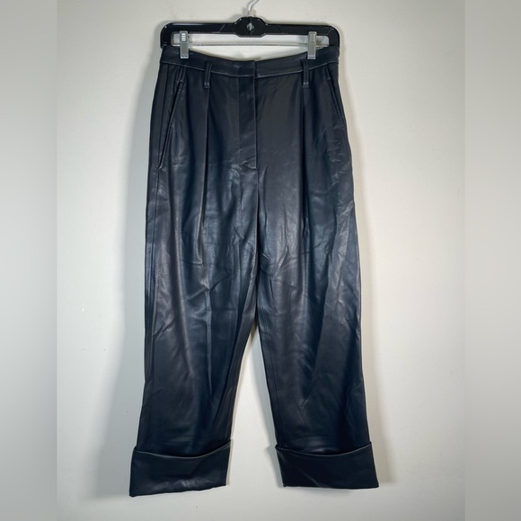 Dorthee Schumacher Pleated Vegan Leather Pants black cropped cuffed HIGH RISE - Picture 4 of 16